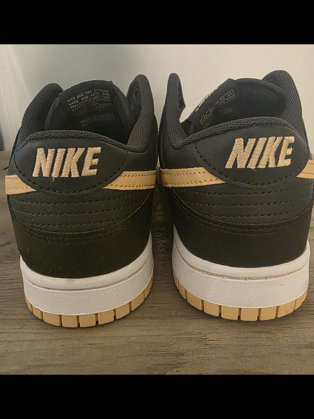 Men's Black Leather Low-Top Sneakers with Cream Accents - Picture 6 of 8